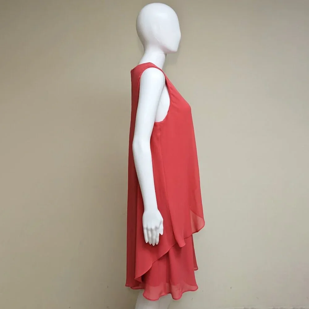 LAUREN RALPH LAUREN Chiffon Trapeze Tiered Midi Starfruit Dress NWT - Picture 3 of 5